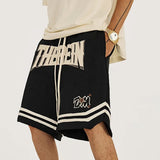 Embroidery loose fit Basketball casual short Black