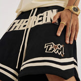 Embroidery loose fit Basketball casual short Black
