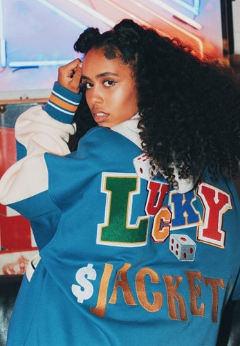Lucky Letter Embroidered Varsity Jacket – MH CLOTHING LIMITED